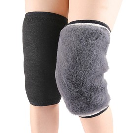 PURFUN Thermal Faux Fur Fleece Knee Braces Leg Warmers, Men Women Winter Cozy Warm Knee Pads Wraps Leg Sleeves Support Adjustable Knee Warmer for Ski Cycling Dance Runing Arthritis Tendonitis