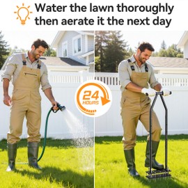 Knee-Friendly Lawn Aerator Tool, Manual Lawn Aerator for Yard,Spring Loaded Self-Cleaning Spike Aerator for Soil Loosening, Lawn Care and Garden Aeration