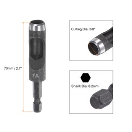 HARFINGTON Leather Hollow Punch Hex Shank for Drills, 3/8" Dia Hole Punch for Thick Fabrics Leathercraft Working