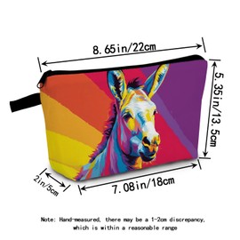 MoCaliduccious Colorful Donkey Makeup Bag for Women Travel Cosmetic Organizer Bag Teacher Appreciation Gifts Small Zipper Toiletry Bag