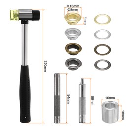 sourcing map 200pcs Grommet Eyelets Tool Kit 8mm Metal Grommet Kit with Installation Setter Tools for Shoes Clothes Leather Fabric Belt DIY, Gold,Silver,Gunmetal,Bronze