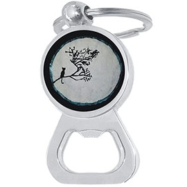 Cat on Tree Moon Bottle Opener Keychain