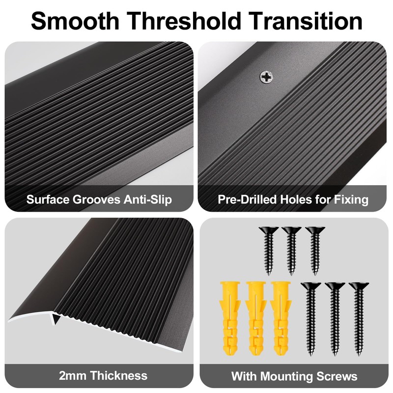Jiekayi Aluminum Floor Transition Strip, Threshold Ramps for Doorways, Bridge
