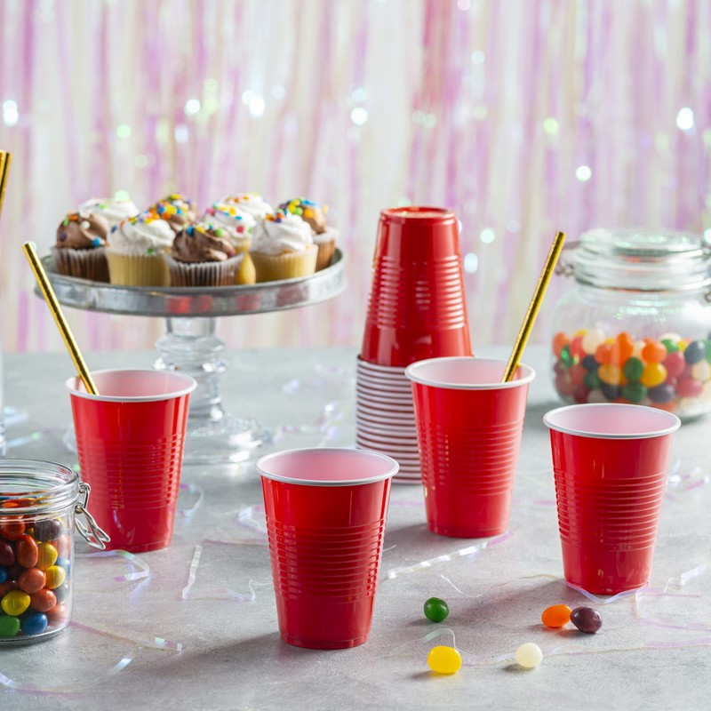 [50 Pack - 9 oz.] Disposable Party Cups Red Drinking