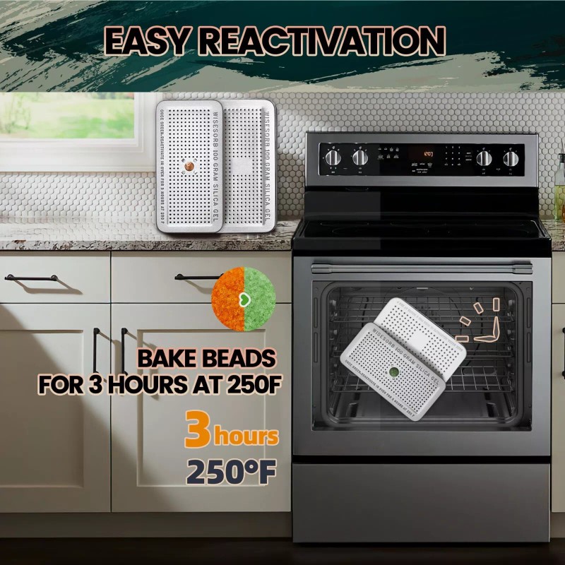 Wisesorb 100Gram Indicating Silica Gel Canister, Reusable Desiccant Dehumidifier, 2