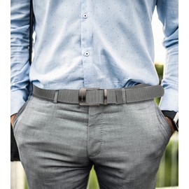 FAIRWIN Men's Comfort Fabric Belts - Casual Adjustable Grey Ratcheting Carry Belt