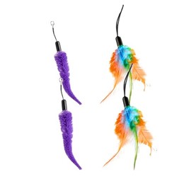 PANRIO 4 Pack Feathers Accessories for Hanging Door Clip Ribbon Cat Toy, ONLY Fits Cat Toys,Cats-NOT fits for Other Brand Toys