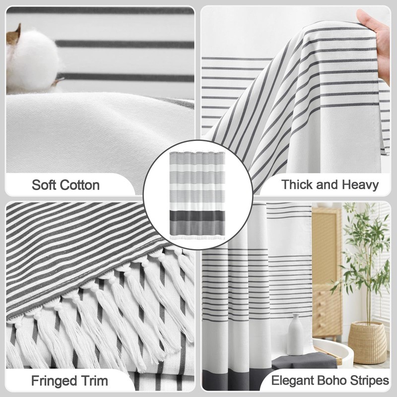 Awellife Dark Grey Bathroom Sets with Shower Curtain and Rugs