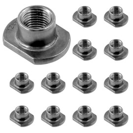 Swpeet 10Pcs M12 Black T-Shaped Weld Nuts Kit, Tab Base UNC Carbon Steel Machine Screw, Welding Hood Fasteners Metric T-Shape Welding Nut for Furniture Vehicles Caster and Industry Machine