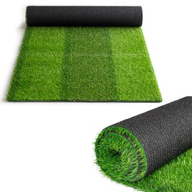 NINXANG Artificial Grass Outdoor Rug Customized Size Zebra Stripe Runner with Drainage Holes for Landscape Balcony Roof Garden and Sports Artificial Grass Turf 3FTX9FT 0.8IN High Synthetic Grass