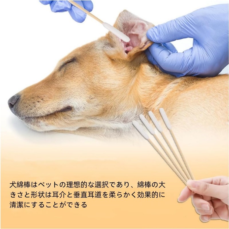 犬の綿棒 犬用綿棒 犬 猫 綿棒 ペット用 100本入り 犬 耳掃除 長い