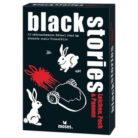 moses 51429 Black Stories Pannen-50 Raven Black Puzzles About Absurd Real Deaths - The Crime Card Game, Corpses, Bad Luck & Breakdowns