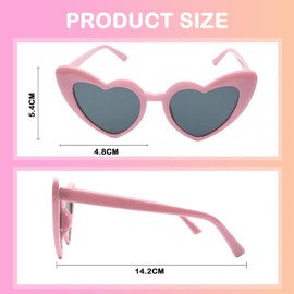 BOZILY 3 Pack Pink Love Heart Shaped Sunglasses,Women's Fashion Glasses,Rim&Rimless,Retro Party Glasses For Summer Party Pink Eyewear Shopping BeachOutdoor Party