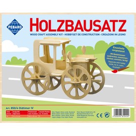 Pebaro 850/4 Wooden Kit Vintage Car IV, 3D Puzzle, Model Kit, Craft with Wood, Wooden Puzzle, Craft Set, Pre-Cut Wooden Plate, with Emery Paper, Break Out, Put Together, Ready, Gift Idea