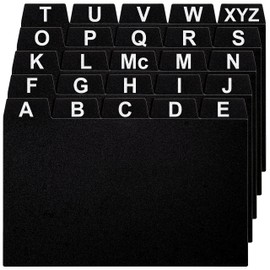 OFFILICIOUS 25 Black Index Card Dividers 3x5" - Large Index Cards for Index Card Box, Index Card Organizer, Index Cards Holder - Alphabetical File Dividers, Recipe and Card Guides, Greeting Cards