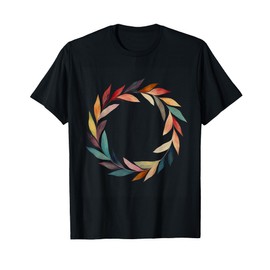 Autumn Leaf Wreath Botanical Circle T-Shirt