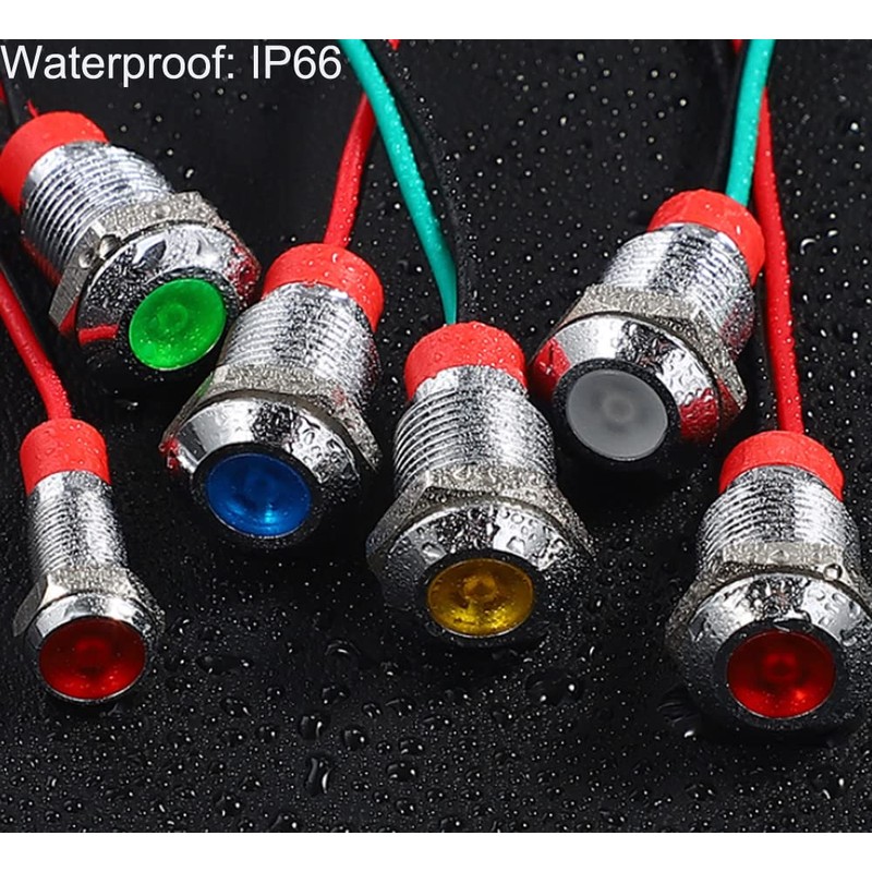 Kiligen 5pcs LED Waterproof Indicator Light Pilot Light Signal Indicator