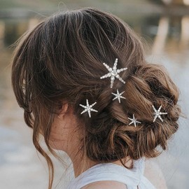 TseenYi Rhinestone Snowflake Hair Clip Star Hair Pins Winter Snowflake Bobby Pin Hair Silver Crystal Star Hair Clips Bobby Pins Snowflake Hair Pins Crystal Bridal Hair Clip Pack of 5