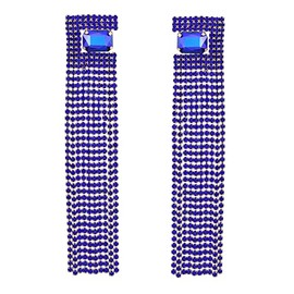 BASIC HOUSE Jewelry Long Rhinestone Tassel Earrings Fringe Bohemian Earrings Sparkling Crystal Dangle Earrings for Women N26#, Rhinestone