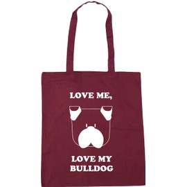 Hippowarehouse Love me Love my Bulldog Tote Shopping Gym Beach Bag 42cm x38cm, 10 litres