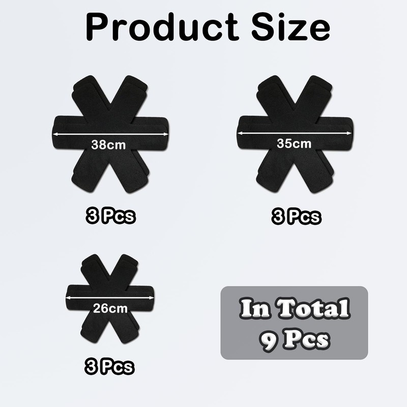9 Pcs Pan Protectors for Stacking,3 Different Sizes of Pan