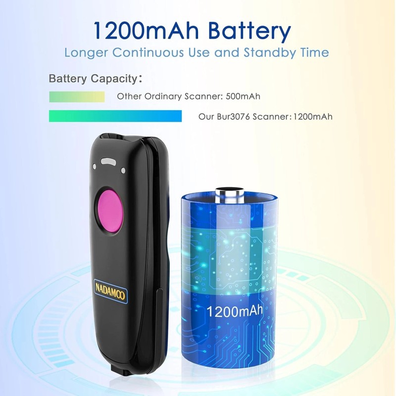 Nadamoo Wireless Barcode Scanner Compatible with Bluetooth Function, 2.4G Wireless