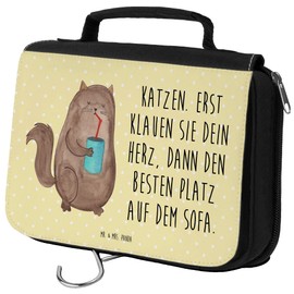 Parent-New Mr. & Mrs. Panda Toiletry Bag Cat Tin, yellow, Hand drawn