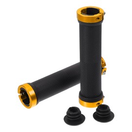 BULLSPANN 1 Pair Bicycle Handlebar Grips, Non-Slip Shock Absorbing Bicycle Grips, Lock-on Handlebar Grips for E-Bike, Trekking, Bike, Mountain Bike, Black Yellow