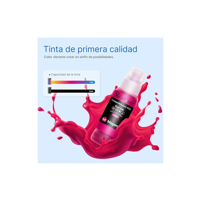 Valuetoner Botellas de Tinta Compatible para Epson 544 T544 para