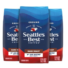 Seattle’s Best Coffee, Dark Roast Ground Coffee, 6th Ave Bistro, 100% Arabica, 3 Bags (12 oz Each)