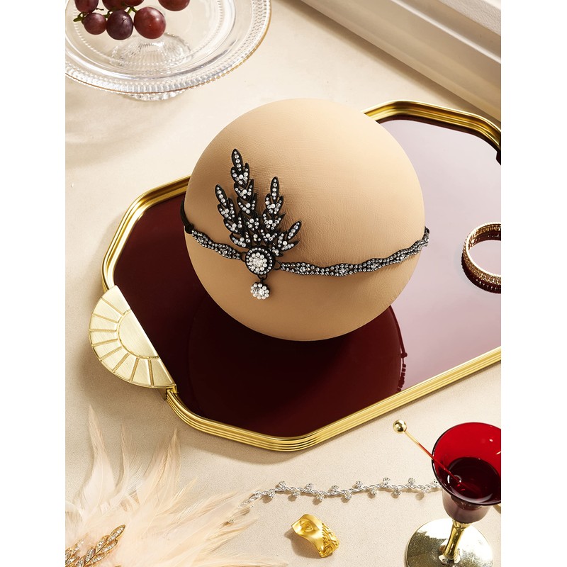 Babeyond® 1920s style leaf locket round beaded headband for women