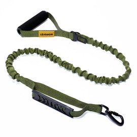 LEADSOM 6FT Highly Reflective Heavy Duty Elastic Bungee Medium and Large Dog Leash Shock Absorbing with Comfortable Padded Handle and Traffic Handle Suitable for Training