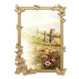 Marco de fotos decorativo de mariposa, 4 x 6 pulgadas, para visualización vertical en mesas, perfecto para decoración del hogar, boda, vacaciones, graduación o cualquier foto de hito (dorado)