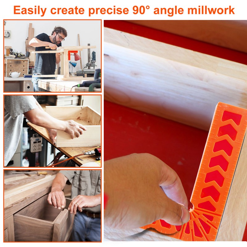 90 Degree Positioning Squares for Woodworking – 8-Piece Reusable Plastic