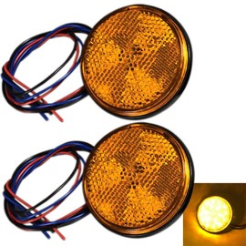 Discover Winds LED Reflector 24V Reflective Plate Double Emission Trailer Side Marker Rear Marker Turn Signal Tail Light (Amber (Orange))