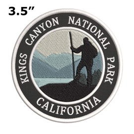 Kings Canyon National Park, California Mountain Hiker Embroidered Premium Patch DIY Iron-on or Sew-on Decorative Badge Emblem Vacation Souvenir Travel Gear Clothes Appliques Wildlife Explore Nature