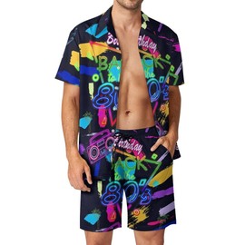 DOOPCCOR Men's 3 Piece Tracksuit 70s 90s 80s outfit for men Collared funny Hawaiian Shirt rave outfits beach Shorts Button Down Sets With Bucket Hats 10-XL