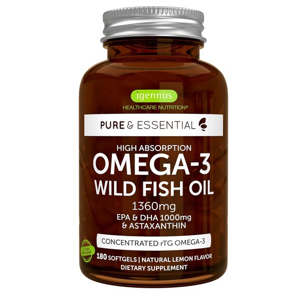 Pure Essential Super Concentrated rTG Omega 3 1000mg, Wild Fish