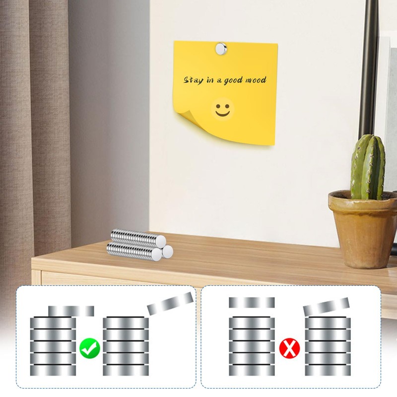VZU 50pcs Mini Magnets 10 x 2 mm with Storage