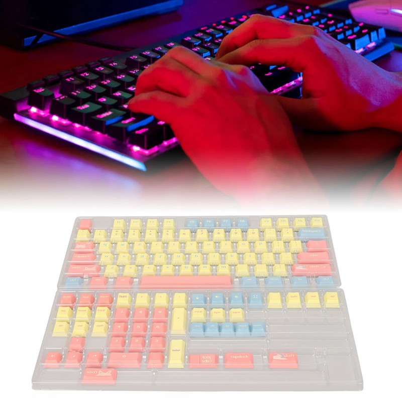 Mechanical Keyboard Keycaps 124 Keys PBT Dye Sublimation Vivid Colors