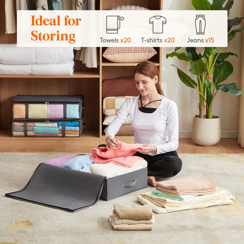 Lifewit 40L Under Bed Storage Containers 4 Pack, Foldable Clothing