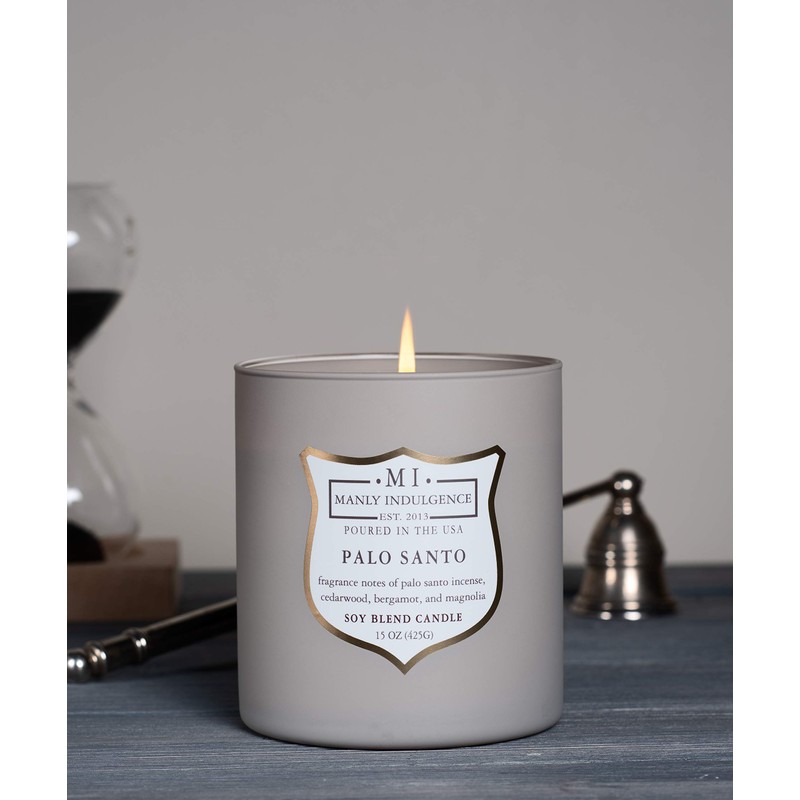Manly Indulgence Warm Beachwood Scented Jar Candle, Medium, White