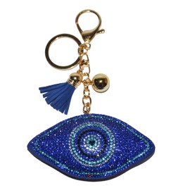 Popfizzy Blue Evil Eye Keychain for Women Bling Backpack Keyring Purse Charm Fancy Rhinestone Key Fob