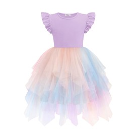 Arshiner Toddler Tulle Dress Tutu Summer Easter Princess Birthday Party Fancy Fairy Dresses Purple 4-5 T