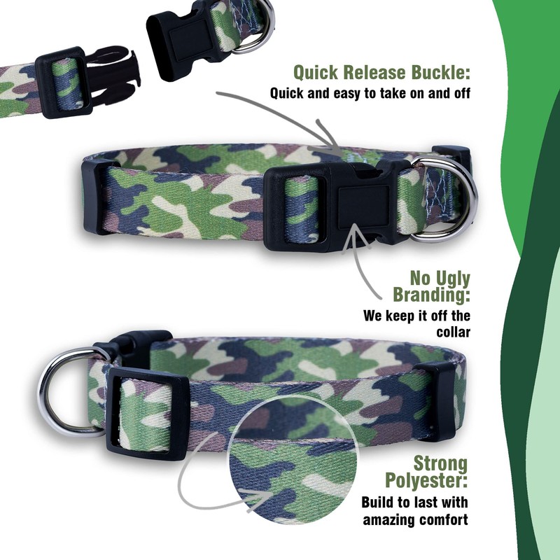 Native Pup Collar de perro camuflaje (mediano, verde)