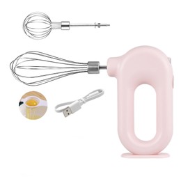 Cordless Hand Mixer Electric Mini USB Charing 1500mAh Egg Beater 4 Speed Adjustable Mini Hand Mixer Pink
