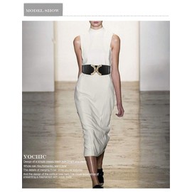 VOCHIC Wide Belt for Womens Ladies Elastic Stretch Interlock Buckle Thick Waist Band for Dress