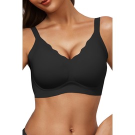LXOXL Wireless Bras for Women No Underwire Seamless Push Up Bra with Support and Lift Comfortable Supportive Tshirt Bralette Soft Full Coverage Everyday Bras Regular and Plus Size Black