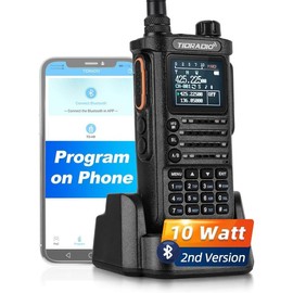 TIDRADIO TD-H8 Radio 10Watt 2500mAh Capacity Survival Gear Solid Performance Handheld Walkie Talkies Wireless Programming Module with Repeater List for Camping Hunting Security(2nd Gen) - Color: BLACK