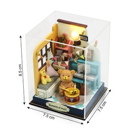 Cuteefun DIY Dollhouse Miniature, Miniature House Build Yourself, Small Decorative Dolls House Kit with Tools, Craft Set for Birthday, Christmas (Music Moment)